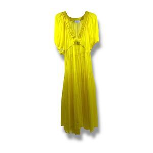 La Ligne Constance Shirred Silk Chiffon Midi Dress in Yellow Size XS